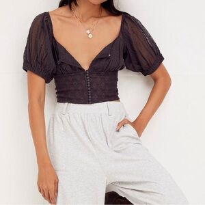 Free People Heartstrings Top in Washed Black